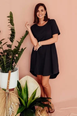 Cotton Dresses<Betty Basics Nyree Black Hi Lo Cotton Dress