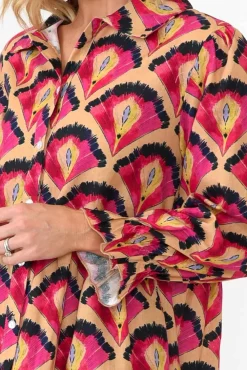 Below Knee Dresses<Liberty Rose Nyssa Pink Geo Linen Blend Dress