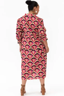 Below Knee Dresses<Liberty Rose Nyssa Pink Geo Linen Blend Dress