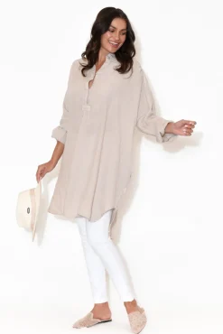 Linen Tops<Montaigne Oakland Natural Linen Button Tunic