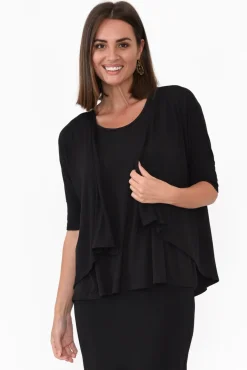 Cardigans<Bamboo Body Opal Black Bamboo Cardigan