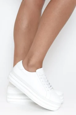 White Sneakers<Alfie and Evie Oracle White Leather Platform Sneaker