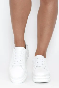 White Sneakers<Alfie and Evie Oracle White Leather Platform Sneaker