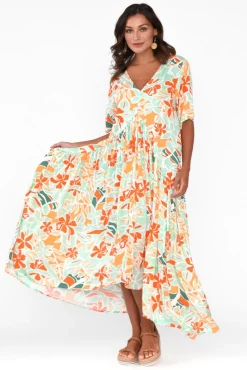 Maxi Dresses<PQ Orange Garden Peak Maxi Dress