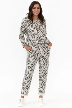 Pants<La Strada Osaka Black Zebra Cotton Stretch Pant