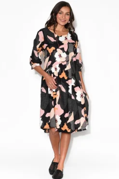 Cotton Dresses<Clarity Otis Black Floral Cotton Dress