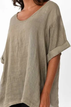 Linen Tops<Talia Benson Oversized Anna Natural Linen Tee