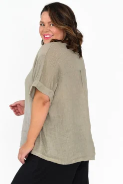 Linen Tops<Talia Benson Oversized Anna Natural Linen Tee