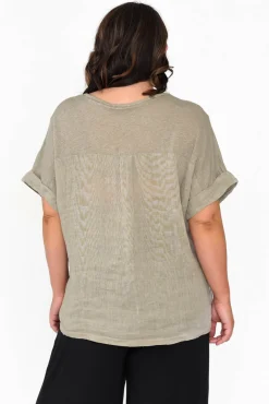 Linen Tops<Talia Benson Oversized Anna Natural Linen Tee
