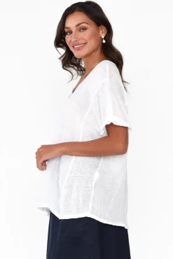 Linen Tops<Talia Benson Oversized Anna White Linen Tee