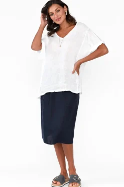 Linen Tops<Talia Benson Oversized Anna White Linen Tee