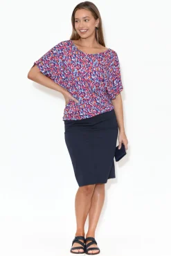 Skirts<Cafe Latte Palin Navy Zip Front Skirt