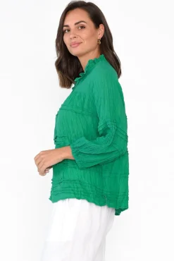 Cotton Tops<Namastai Palmer Green Cotton Long Sleeve Top