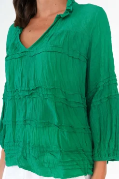 Cotton Tops<Namastai Palmer Green Cotton Long Sleeve Top