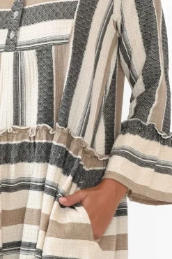 Cotton Dresses<Joop u0026 Gypsy Paloma Natural Stripe Cotton Midi Dress