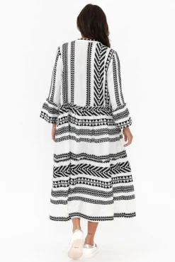 Cotton Dresses<Joop u0026 Gypsy Paloma White Embroidered Cotton Midi Dress