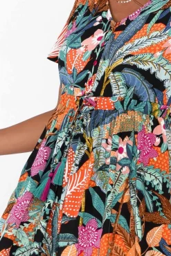 Maxi Dresses<Orientique Paphos Black Tropical Tiered Maxi Dress