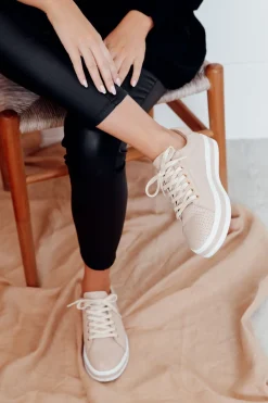 Leather Sneakers<Alfie and Evie Paradise Nude Leather Sneaker