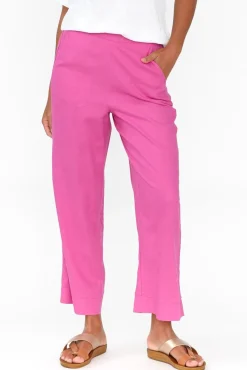 Pants<Betty Basics Parker Hot Pink Linen Blend Pant
