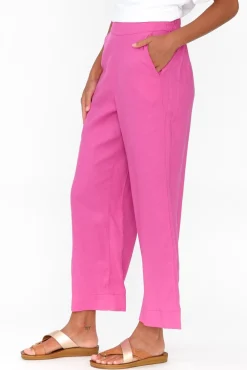 Pants<Betty Basics Parker Hot Pink Linen Blend Pant