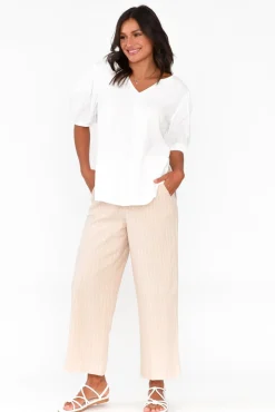 Pants<Betty Basics Parker Natural Stripe Linen Blend Pant