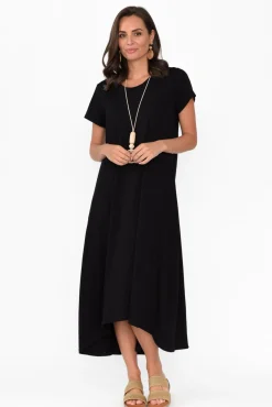 Midi Dresses<One Ten Willow Patrick Black Cotton Pocket Dress