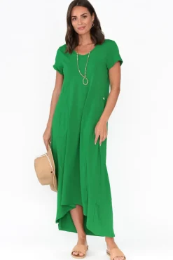 Cotton Dresses<One Ten Willow Patrick Green Cotton Pocket Dress