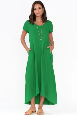 Cotton Dresses<One Ten Willow Patrick Green Cotton Pocket Dress