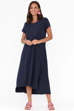 Cotton Dresses<One Ten Willow Patrick Navy Cotton Pocket Dress