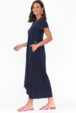 Cotton Dresses<One Ten Willow Patrick Navy Cotton Pocket Dress