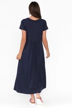 Cotton Dresses<One Ten Willow Patrick Navy Cotton Pocket Dress