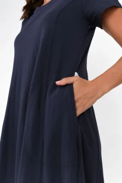 Cotton Dresses<One Ten Willow Patrick Navy Cotton Pocket Dress