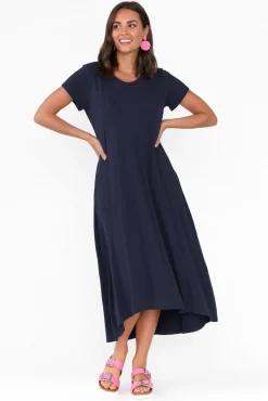 Cotton Dresses<One Ten Willow Patrick Navy Cotton Pocket Dress