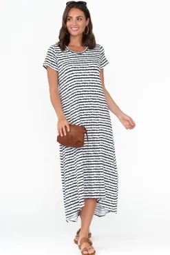 Cotton Dresses<One Ten Willow Patrick Navy Stripe Cotton Pocket Dress