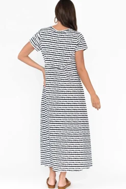 Cotton Dresses<One Ten Willow Patrick Navy Stripe Cotton Pocket Dress