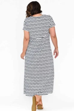 Cotton Dresses<One Ten Willow Patrick Navy Stripe Cotton Pocket Dress