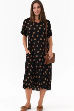 Midi Dresses<Willow Tree Pattison Black Spot Midi Dress