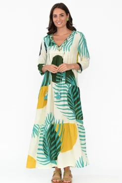 Cotton Dresses<Cinnamon Paz Green Tropical Cotton Dress