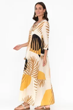 Cotton Dresses<Cinnamon Paz Mustard Tropical Cotton Dress