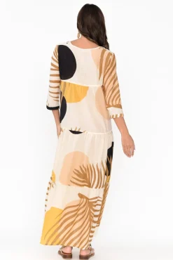 Cotton Dresses<Cinnamon Paz Mustard Tropical Cotton Dress