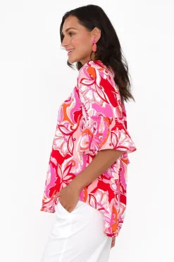 Sleeved Tops<Willow Tree Philomena Pink Garden Ruffle Top