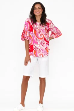 Sleeved Tops<Willow Tree Philomena Pink Garden Ruffle Top