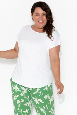 Sleeved Tops<Bamboo Body Pia White Bamboo Boatneck Tee