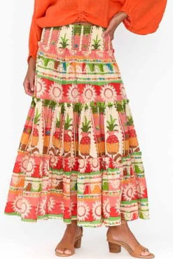 Skirts<Holiday Pier Tropical Cotton Tiered Maxi Skirt