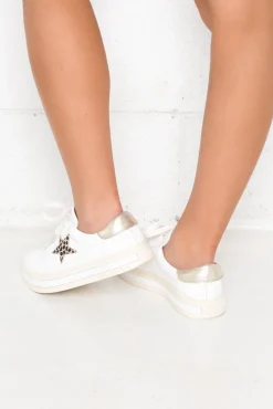 White Sneakers<Alfie and Evie Pixie Star White Leopard Leather Sneaker