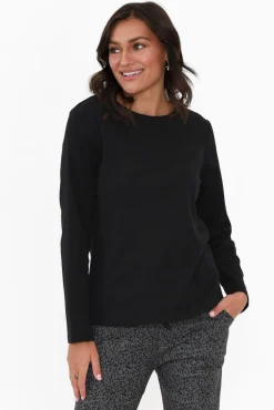 Cotton Tops<Gordon Smith Porter Black Cotton Long Sleeve Top