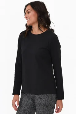 Cotton Tops<Gordon Smith Porter Black Cotton Long Sleeve Top
