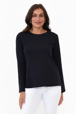 Cotton Tops<Gordon Smith Porter Navy Cotton Long Sleeve Top