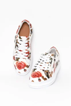 Leather Sneakers<Alfie And Evie Posey White Rose Leather Sneaker