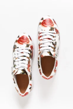 Leather Sneakers<Alfie And Evie Posey White Rose Leather Sneaker